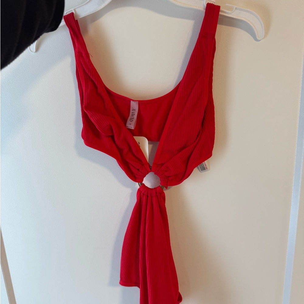 Red Ribbed Bodysuit